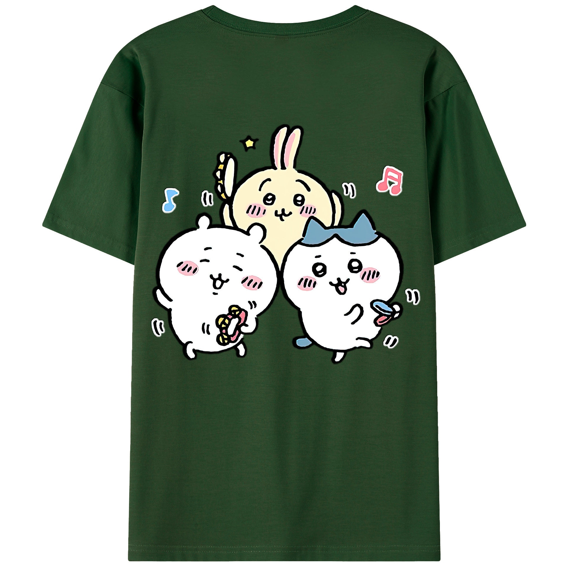 （画像用） ちいかわ ハチワレ Chii-kawa hachiware 綿100％半袖Tシャツ（背面プリント）